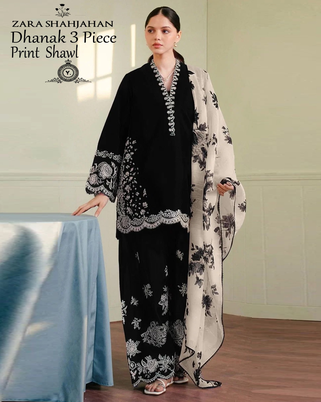 Dhanak embroidered luxury unstitched 3pc suit